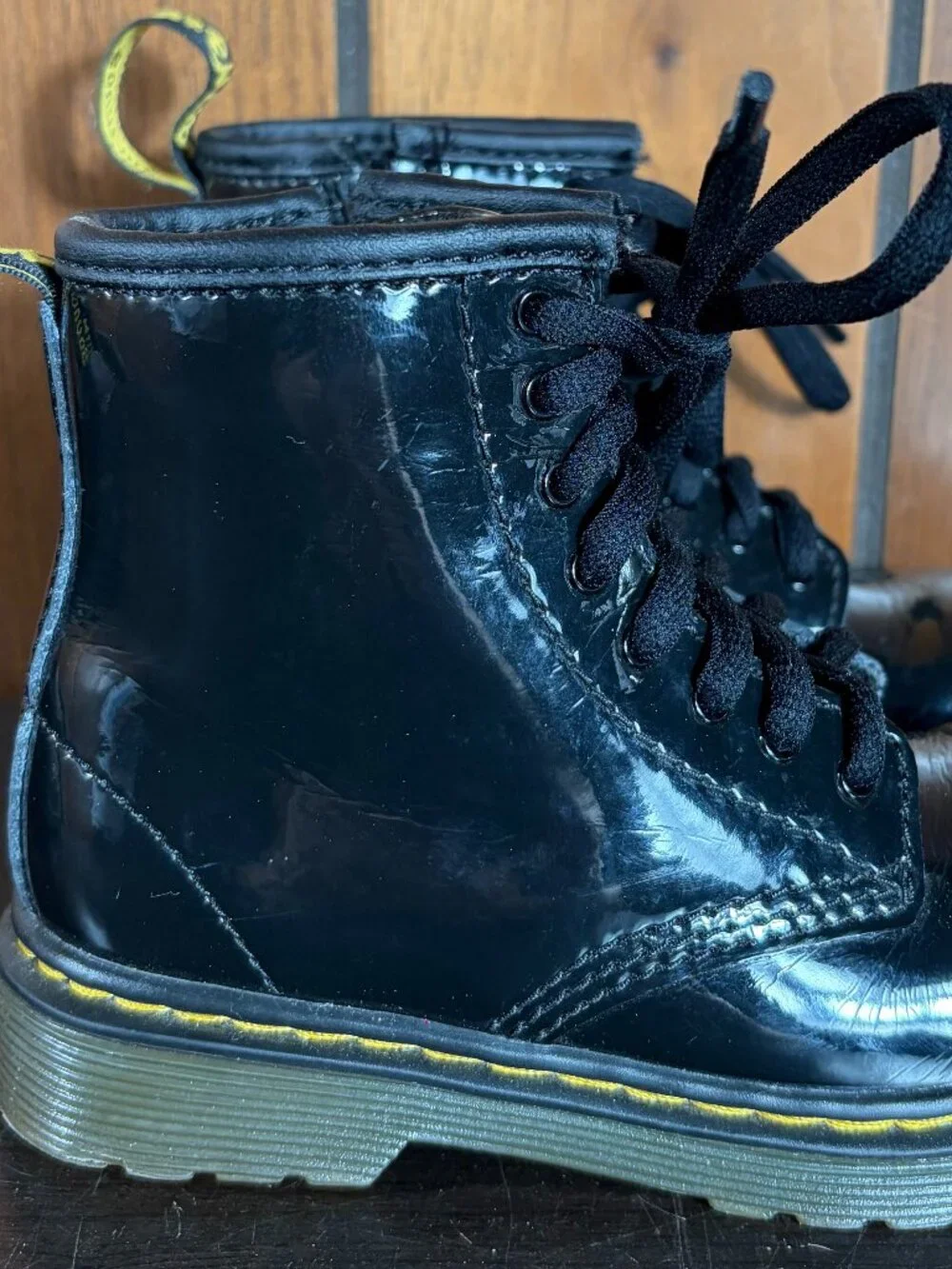 Dr. Martens 1460 T Kids Unisex Black Combat Side Zipper Boots Sz 9 US/ 8UK/26 EU